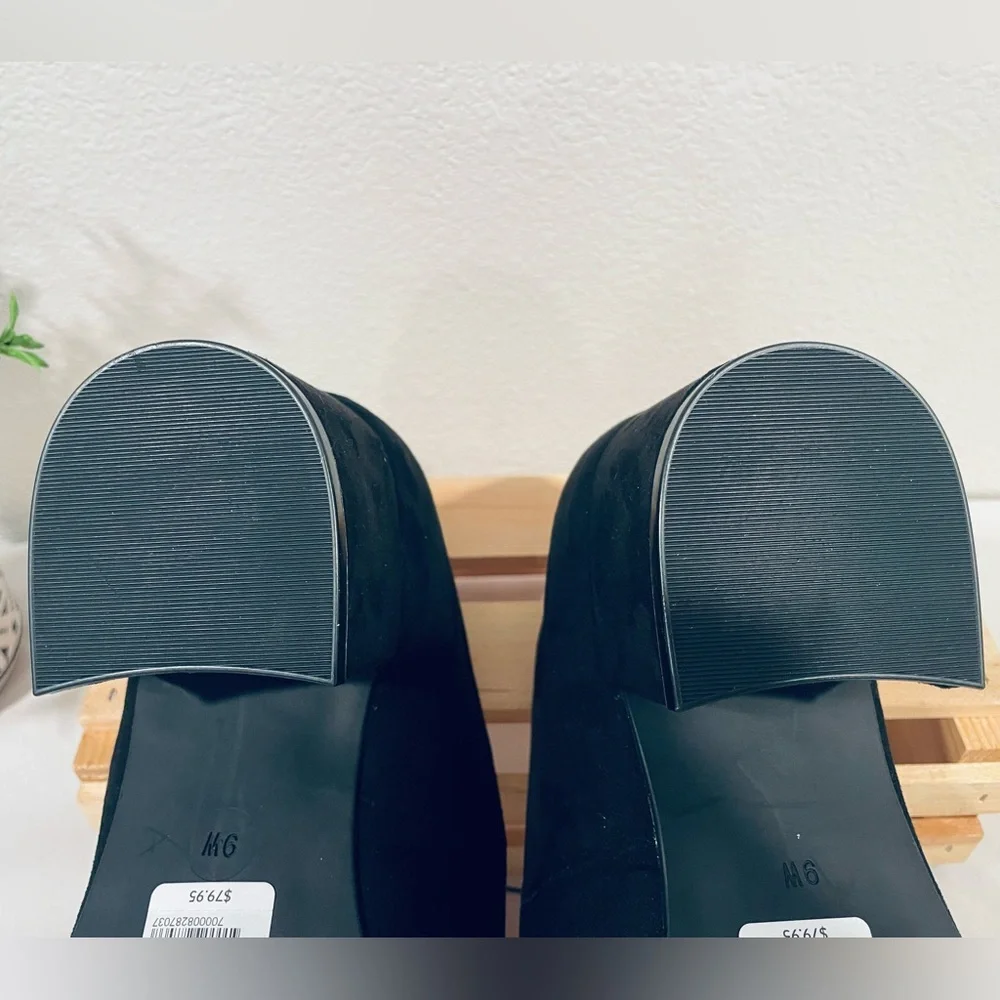 Lane Bryant Dream Cloud Black Faux Suede Pointy-Toe Block-Heel Shoes | 9W | NWT